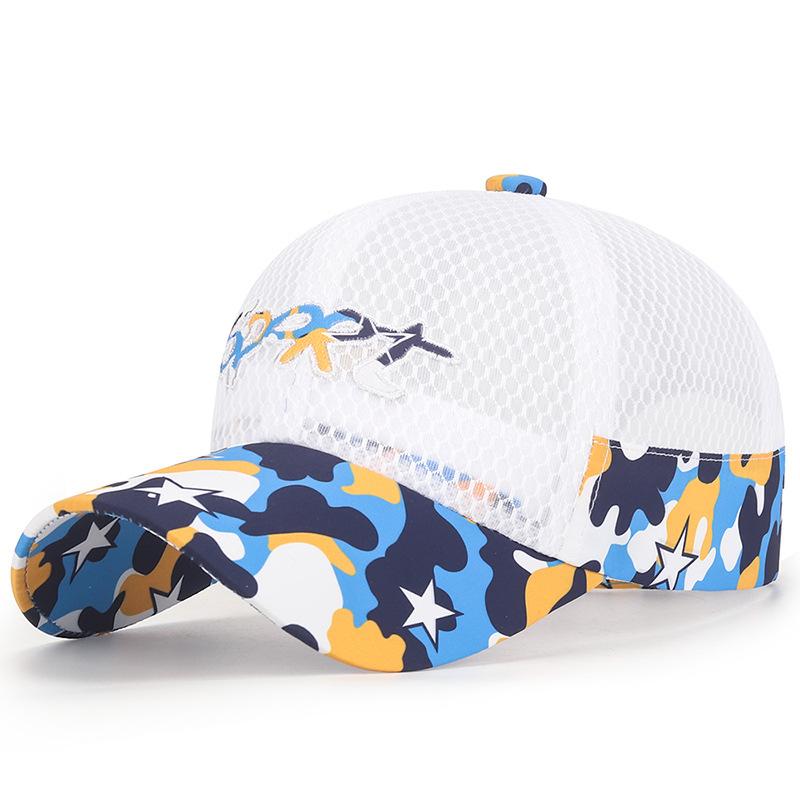 

New Cool Mesh Children Kids Camouflage Baseball Cap Summer Breathable Snapback Hat Outdoor Sport Sun Cap Hat For Boy Girl One Size білий
