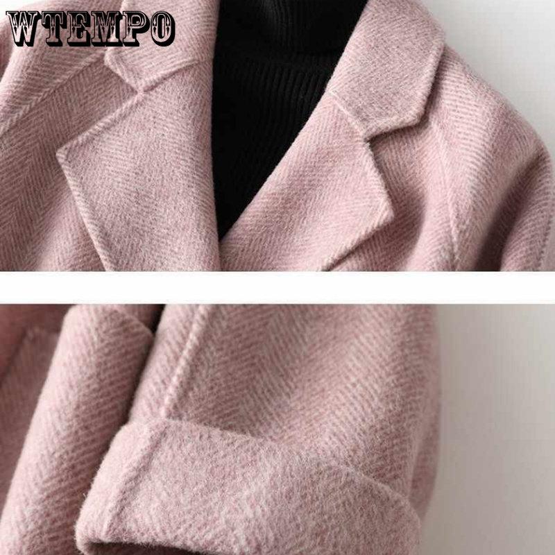 Paltoane de iarnă pentru femei Moda din lână și amestecuri Pardesiu pentru femeie, elegantă, solidă, groasă, jachetă lungă cu două piepte