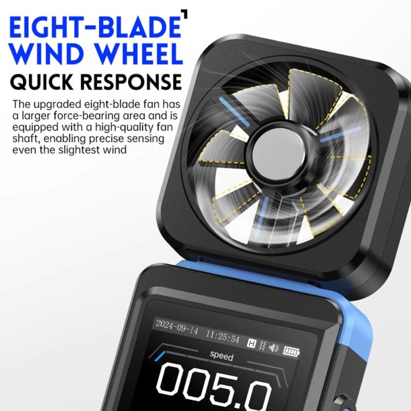Pocket Size Wind Speed Gauge Measuring Wind Temperature Wind Chill Humidity Digital Anemometer Digital Airflows Meter