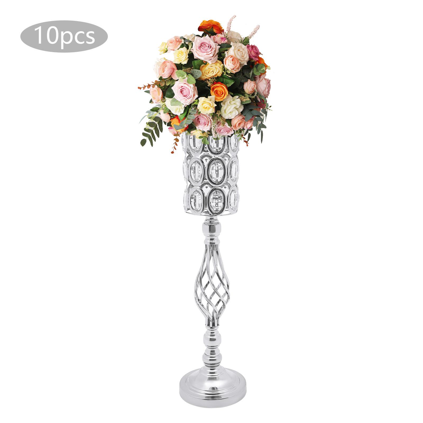 

Silver Vases for Centerpieces, 10 Pcs Tall Vases for Centerpieces with Crystal Beads, for WeddingTables, Metal Flower Stand United States