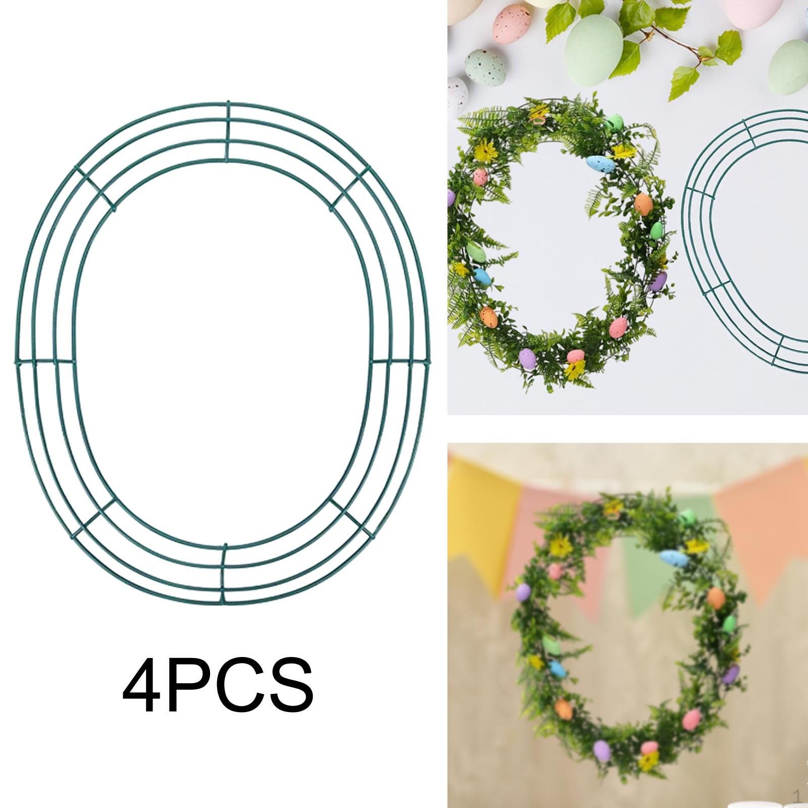 

4Pcs Wire Wreath Frame Iron Rings 30cmx25cm Floral Crafts Flower Egg Shaped for