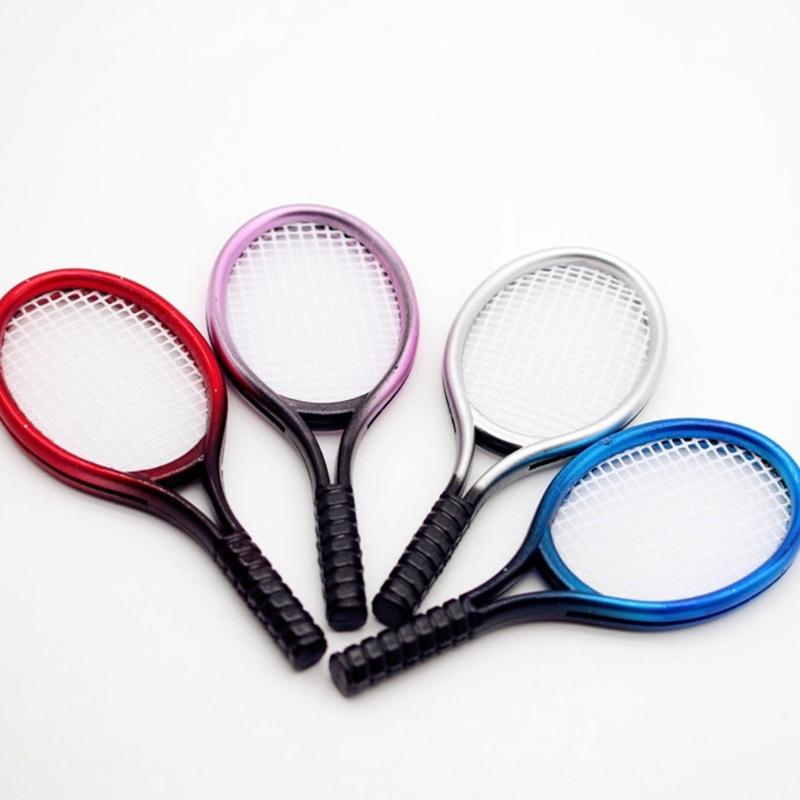 Miniature Tennis Racket Model Figure For Doll House Decors Creative Pretend Play Game Scene Setting Craft Model Display