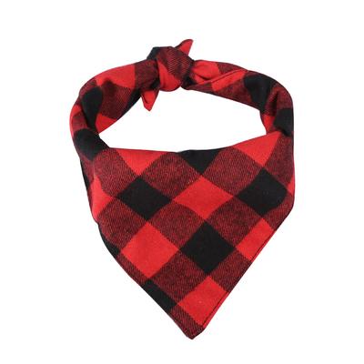 Pet Dog Puppy Scarf Collar Bib Bandage Neckerchief Bandana Plaid Pattern Black Red (L)
