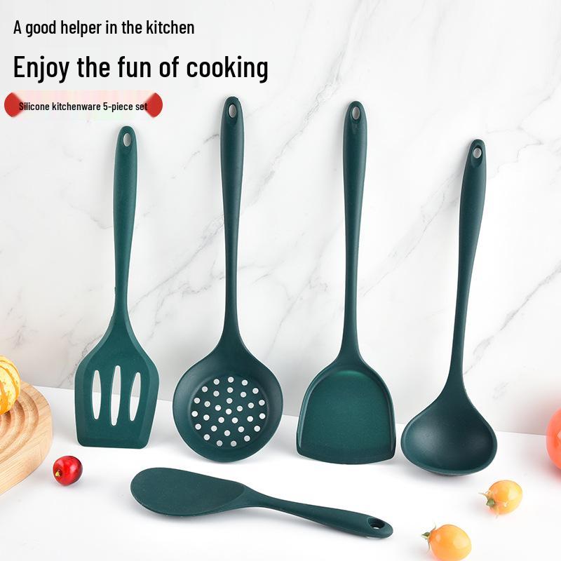 5-Piece High Temp Silicone Spatula & Ladle Set for Non-stick Cookware