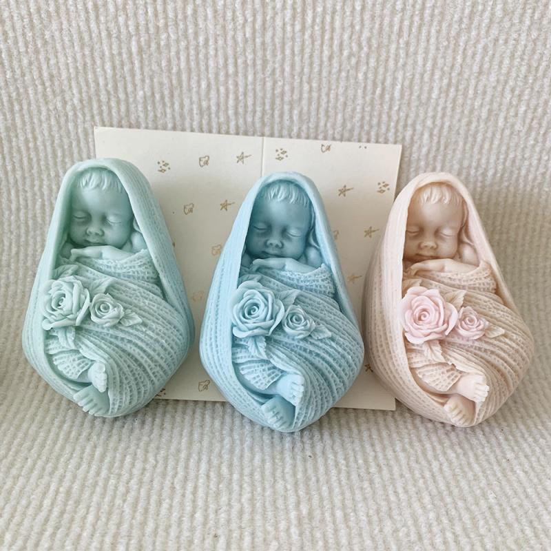 3D Sleep Baby Candle Silicone Mold Baby Aromatherapy Soap Gypsum Mold DIY Wrist Clamp Baby Styling Candle Gypsum Decoration