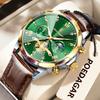 Luxury Men Wristwatch Quartz Waterproof Luminous Moon Phase Chronograph Leather Man Watch Male Reloj