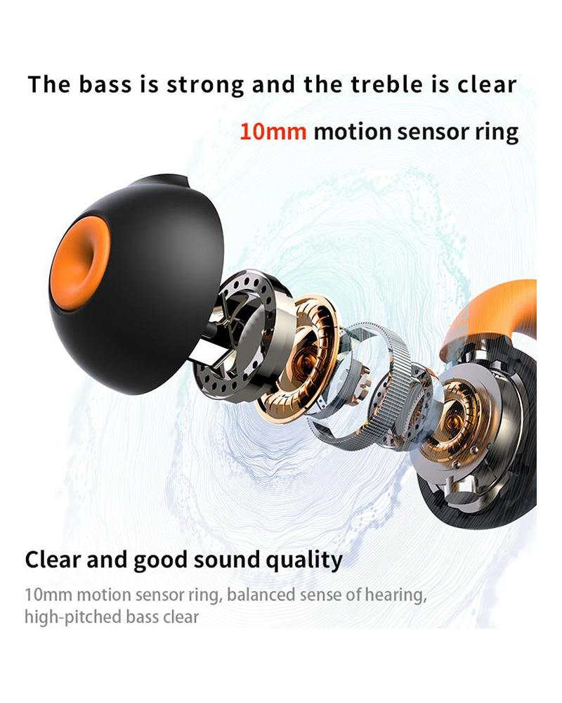 VAORLO Cyfrowy wyświetlacz Bezprzewodowe słuchawki douszne Klips do ucha Bezbolesny zestaw słuchawkowy HiFi Stereo Słuchawki douszne z redukcją szumów Sterowanie dotykowe