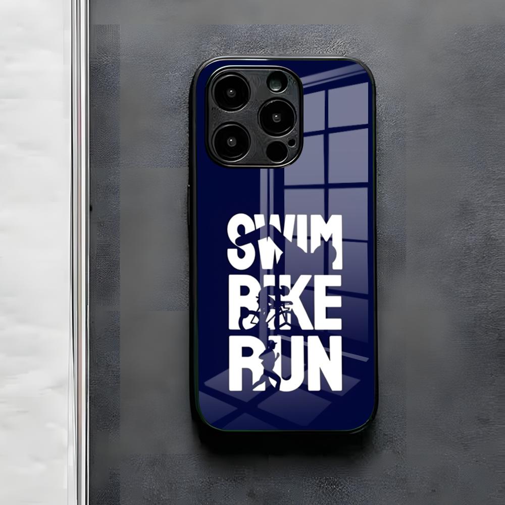 

Triathlon Phone Case For IPhone 17 Air 16 E Pro Max 15 14 13 Mini 12 Pro 11 Max Plus Black Glass Cover iPhone17 Pro