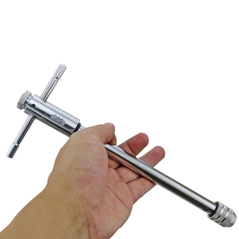 Adjustable M3-8/M5-12 T-Handle Ratchet Tap Wrench - Metric Male Thread Creator (Durable, High-Strength Workshop Hand Tool)