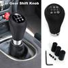Car Manual Gear Shift Knob Shifter Black Leather Red Stitch 5 Speed Universal 8mm 10mm 12mm