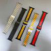 Three-Bead Steel Band Buckle Strap for Apple Watch, Compatible with All iWatch Generations, Stainless Steel.