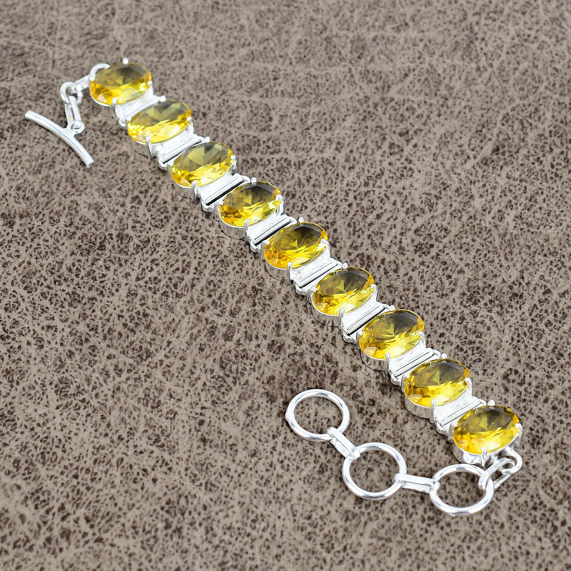 

Citrine Gemstone Handmade 925 Sterling Silver Bracelet 7-8 KKG-147
