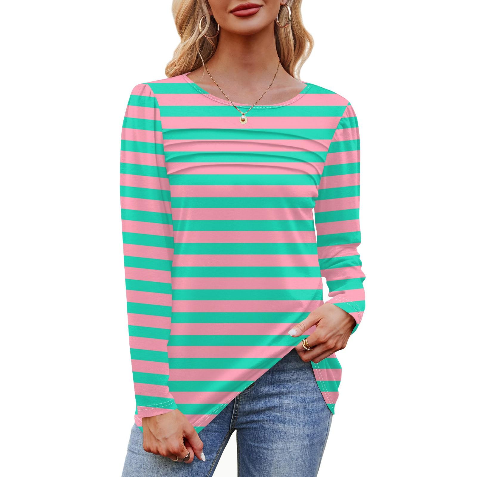 

Женский свободный повседневный топ с круглым вырезом и длинными рукавами, модный топ L циан