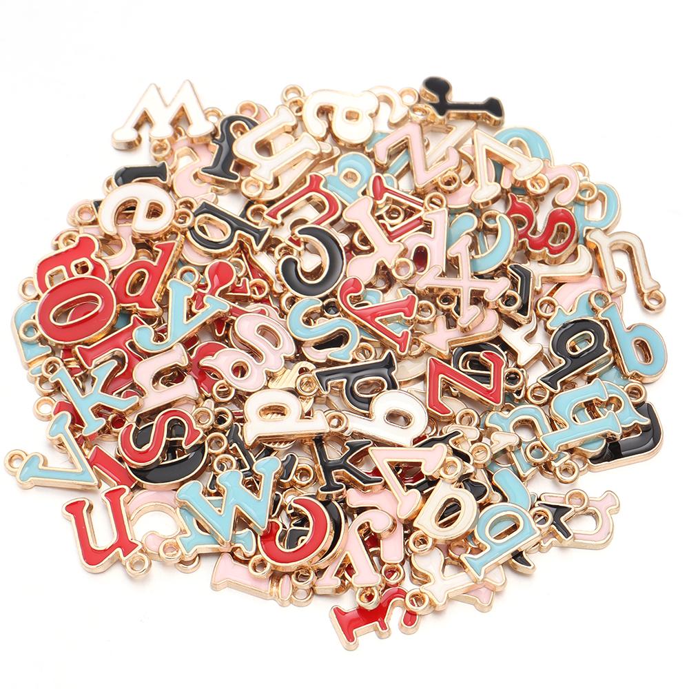 26pcs/lot Alloy Drip Oil Pendant Colorful A-Z English Letter Charm Pendant For DIY Handmade Earrings Necklace Gift Accessories