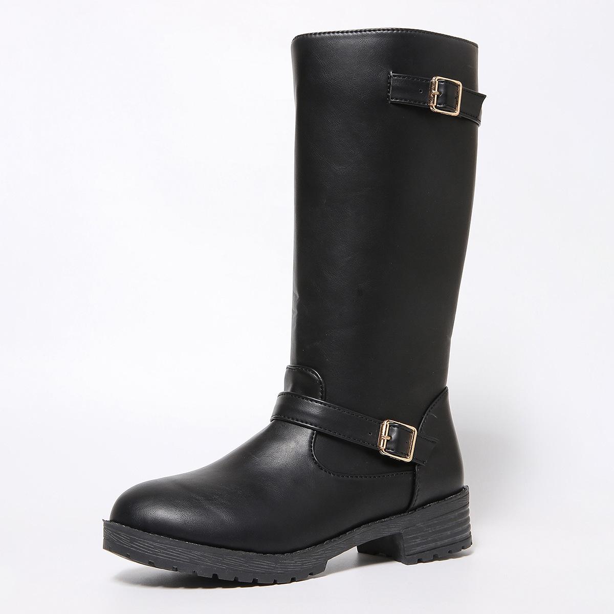 

Belt Buckle Slimming Knight Boots 2025 Winter New Plus-size High Boots for Women 43 чорний