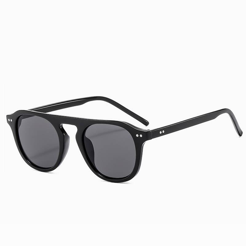 

New Round Frame Jelly Color Single Beam Sunglasses For Men Women Korean Style Trendy Fashion Punk Rice Nail Flat Top Sun Glasses