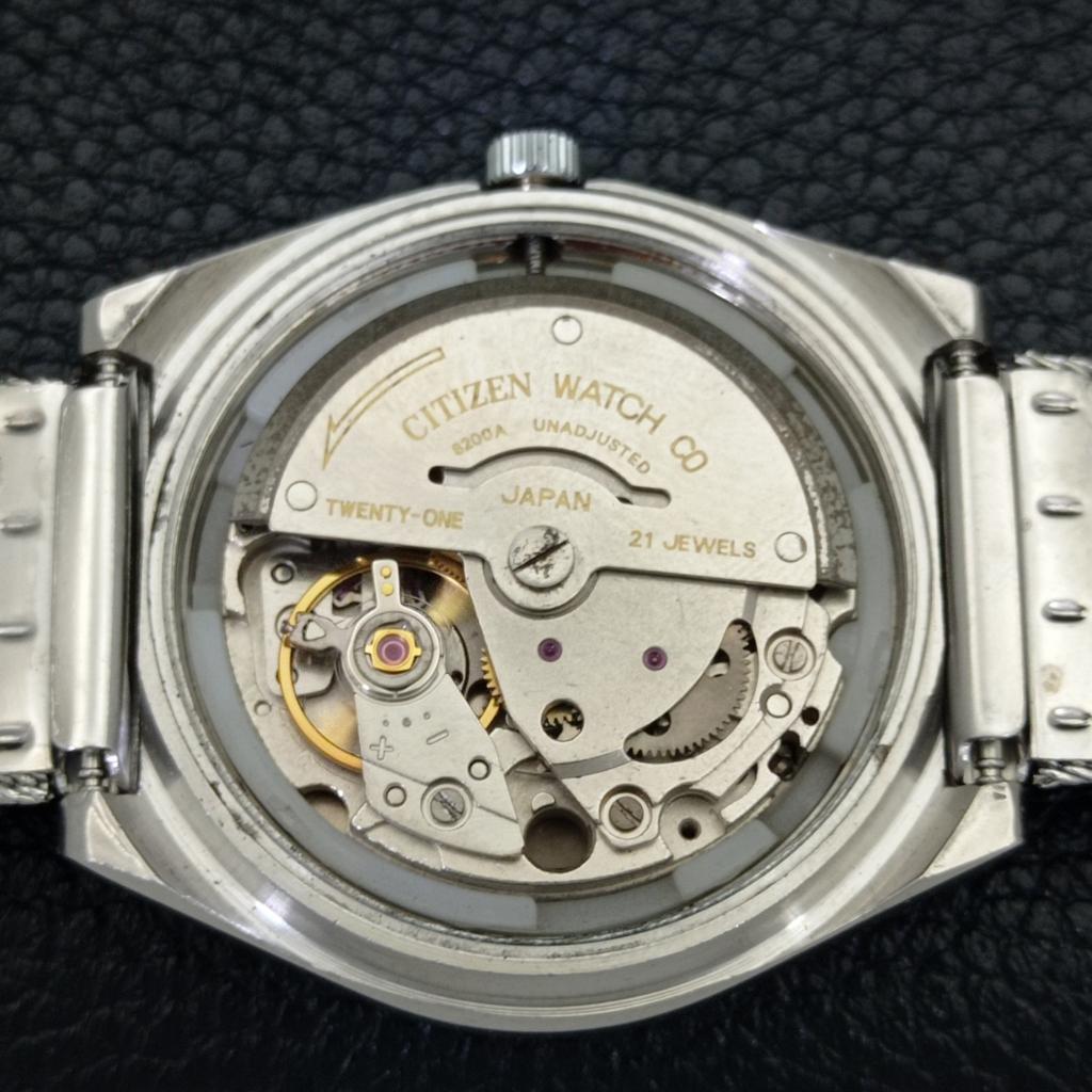 USED VINTAGE CITIZEN AUTOMATIC 8200 JAPAN MENS ARABIC BLUE DIAL WATCH a434862-2 R123-a434862