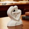 White Matte Ornaments 3D Printed Hugging Couple Heart-Shaped Sculpture Romantic Embrace Figurine with Finish Nordic Style Decoration Minimalist