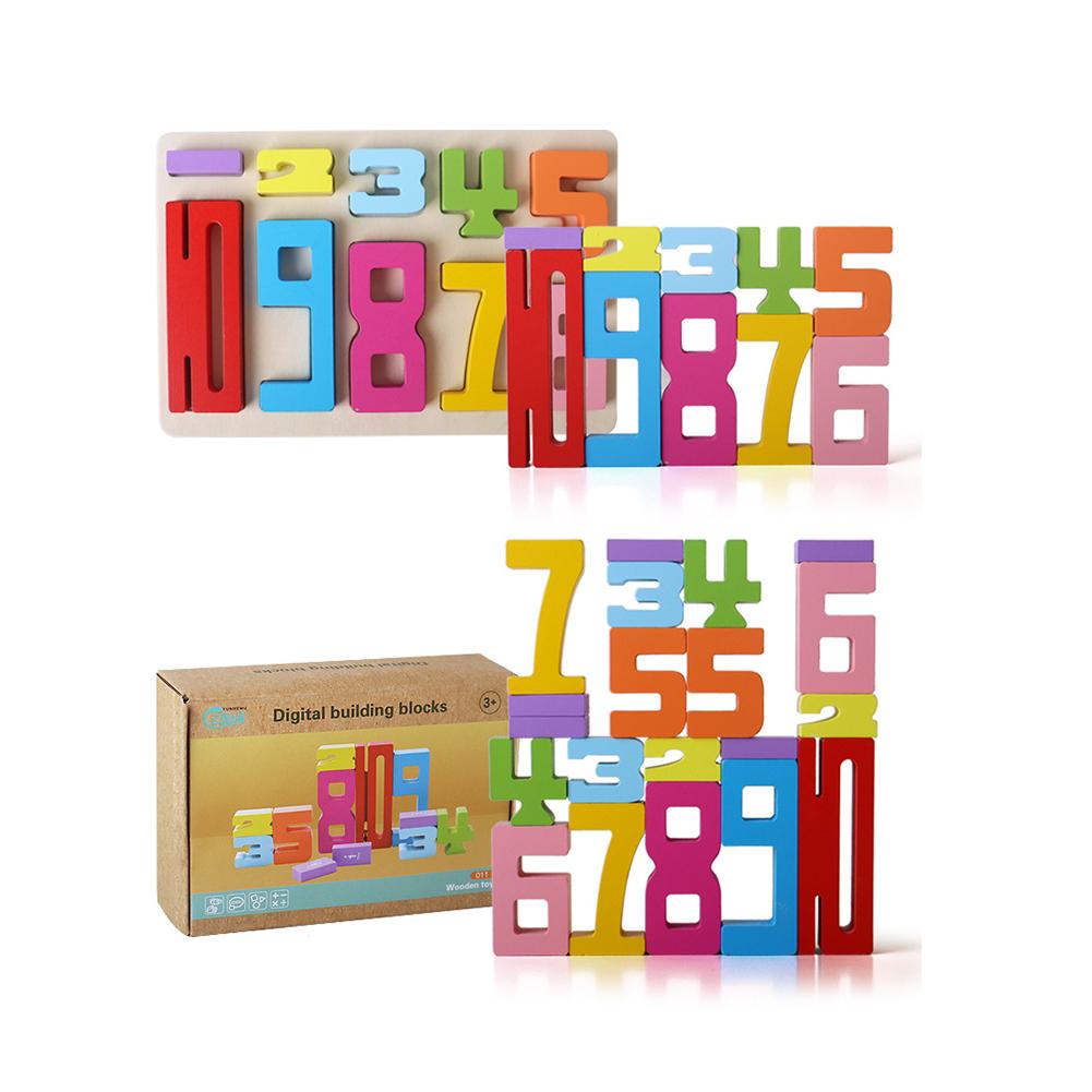 20PCS Building Blocks Montessori-Inspired Wooden Number Building Blocks Digital Cognitive Enlightenment Teaching Aids