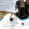 Outdoor Portable USB Rechargeable Camping Fan with LED Lantern, 3 Speed Adjustable, 8H Timer, Remote Control, Small Hanging Fan for Tent, RV, Camper
