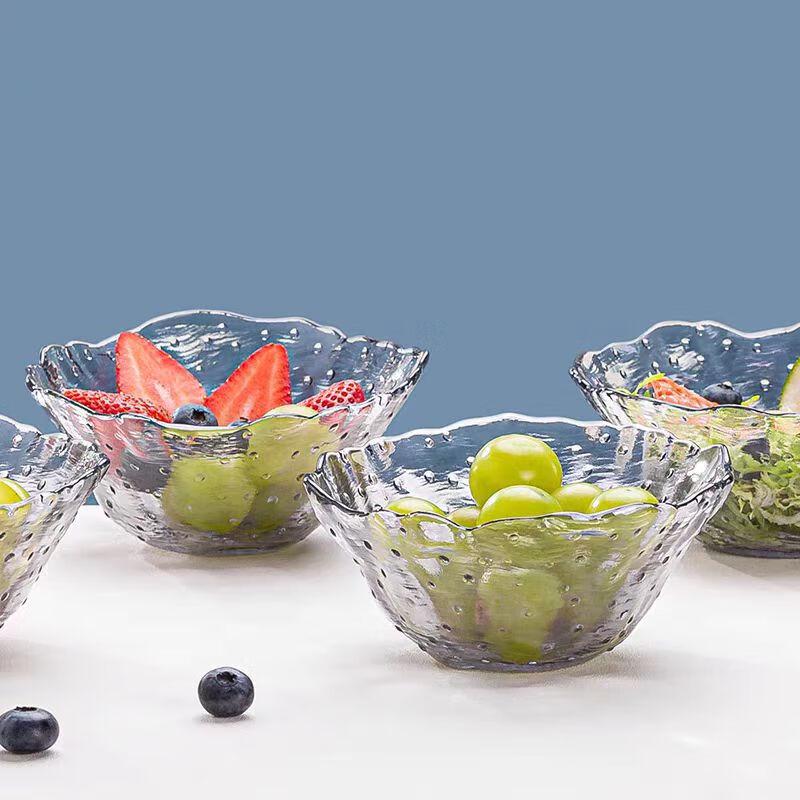 Kemereite Ins-Style Lotus Leaf Glass Salad Bowl Set, 6-Piece