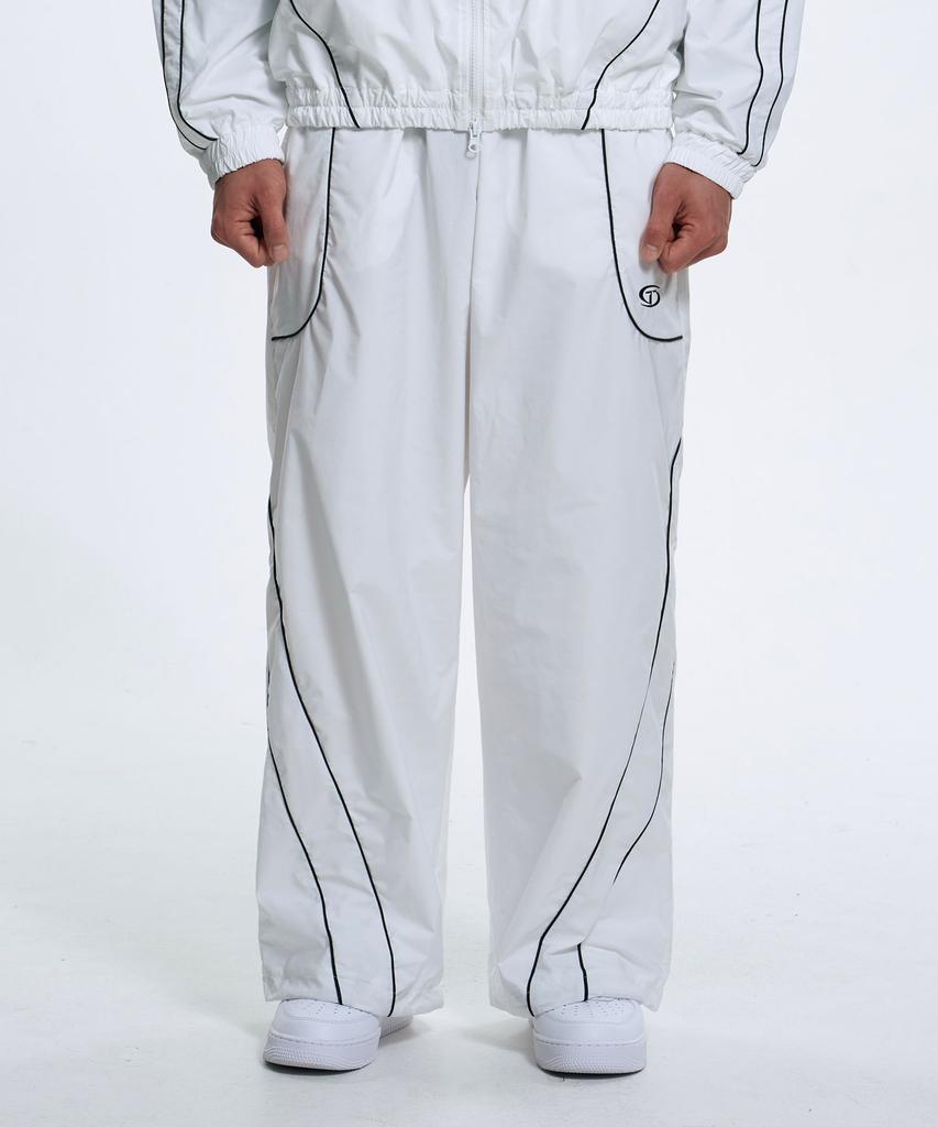 Toleonseu Curved Piping Wide Pants - White