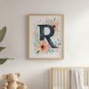 Poster Letter "R" In Floral Wreath Poster Letter "R" In Floral Wreath, 30X40 Cm, Frameless, Matte Paper 230 Gsm