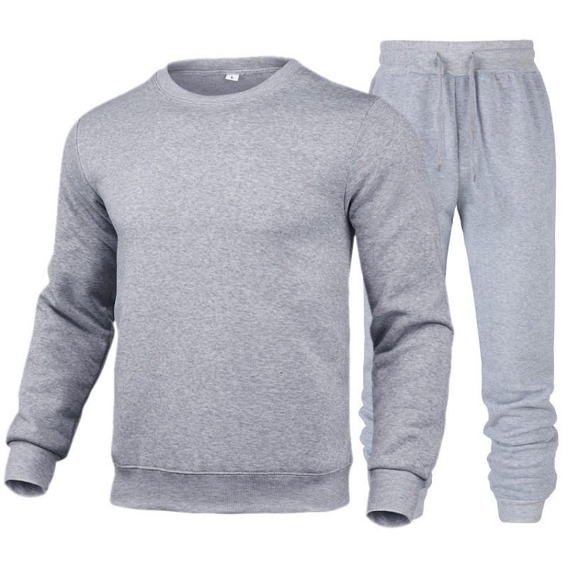 Mens Casual Sportswear Set Long Sleeve Hooded Top Full Length Pants Cotton Blend Comfort Fit