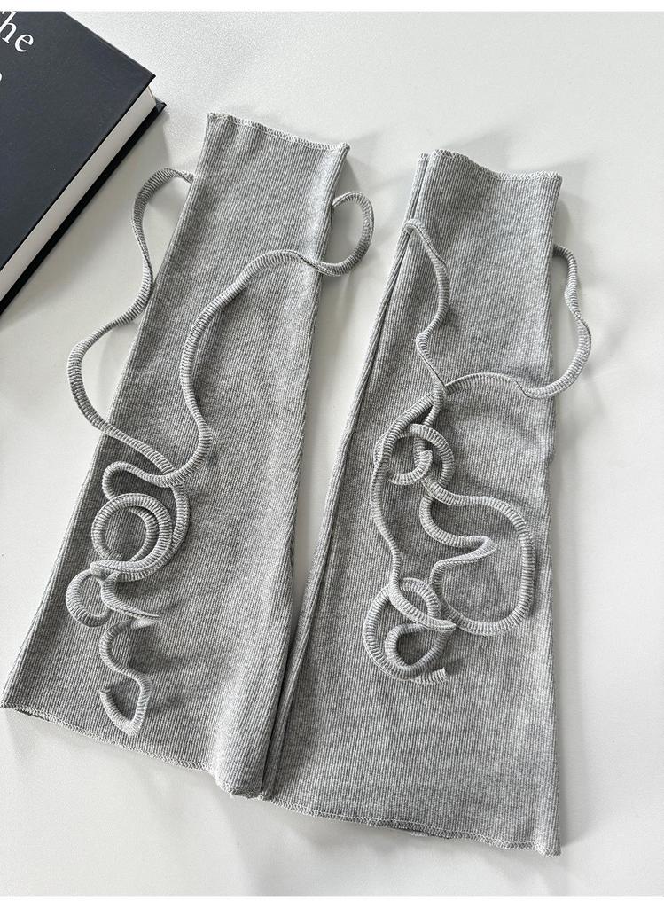 Y2K Harajuku Style Gray Trapezoid Lace-up Leg Warmers for Women