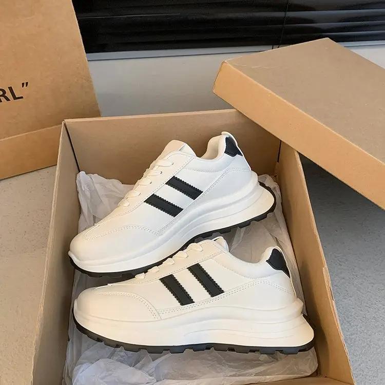 2025 Spring New Women's Casual Shoes Thick Bottom Anti-Slip Versatile Korean Style Trendy Running Shoes Student Footwear