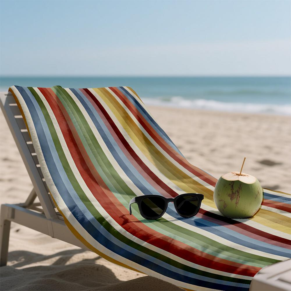 Vintage Multicolor Stripes Oversized Microfiber Beach Towel Sand Proof Quick Dry, Absorbent for Swimming Pool Travel Camping