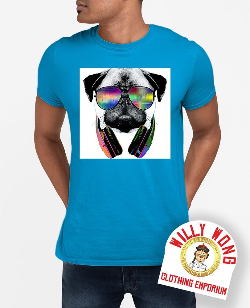 Pug Dog Dj Glasses T-Shirt Geek Nerd Tee Classic Gift Movie Men Music Retro Unisex T-Shirt