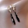New Chinese Style Sweet Cool Long Fan-Shaped Pendant Drop Earring for Women Exaggerated Girl Gift Rock Jewelry
