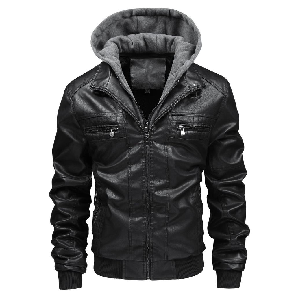 Men's casual pu leather jacket trendy jacket ozon European and American size spring and autumn leather jacket
