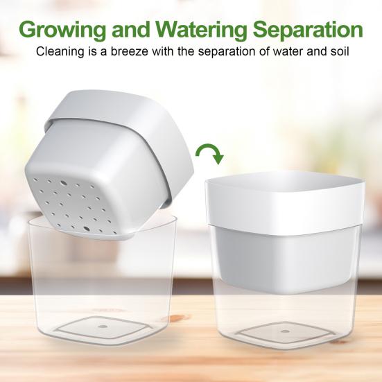 Savaime laistantis gėlių vazonas su medvilnės virvele, matomu vandens lygio langeliu, apatinio laistymo vazonas, automatinio laistymo vazonas