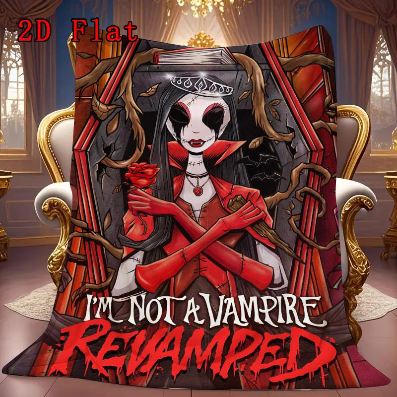 Gothic Vampire 2D Flat Pattern Flannel Blanket High Quality All Seasons Warmth and Comfort Perfect for Christmas Gifts.