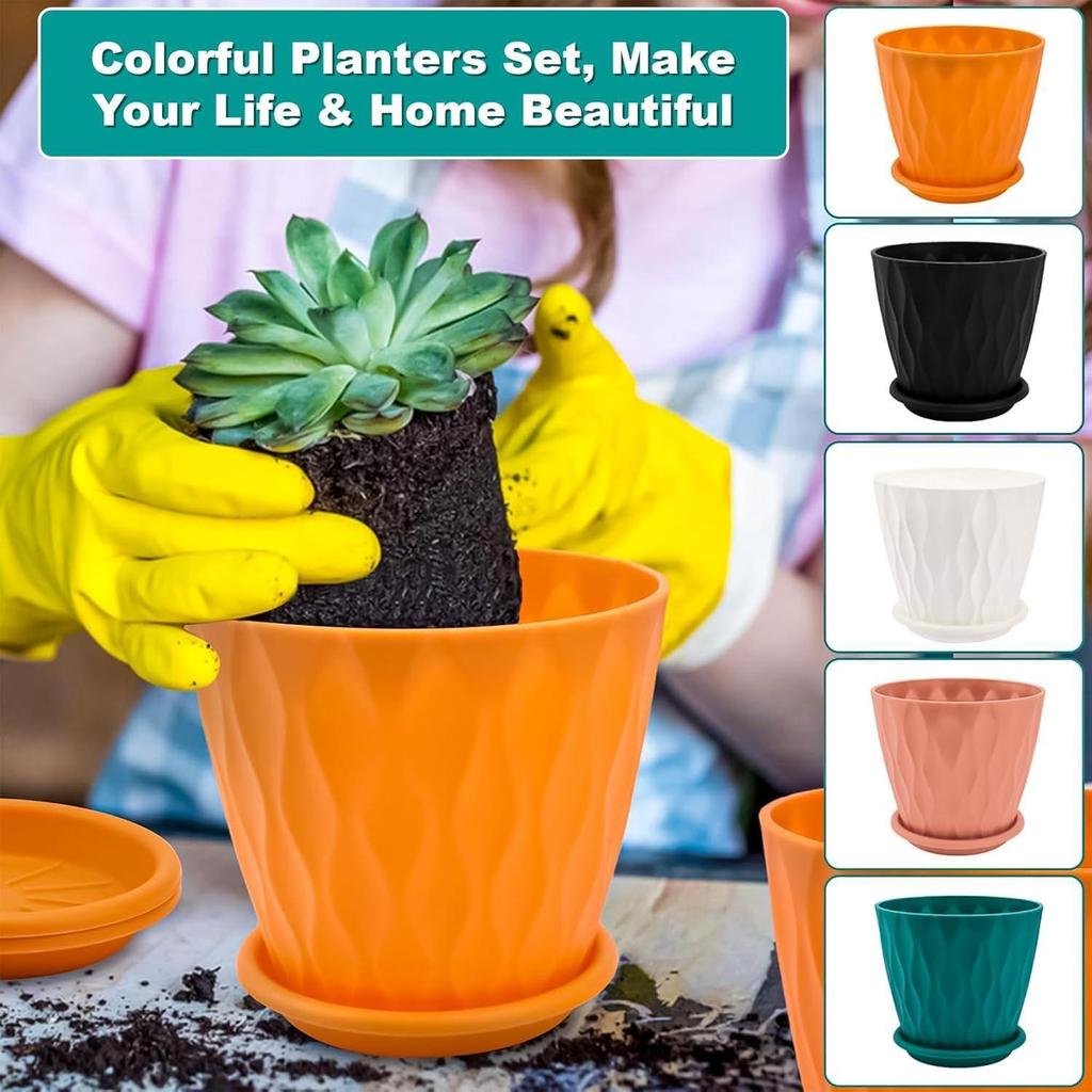 6.3 Inch Flower Pots for Home Decoration, Indoor Plant Pots, Gardening Pots for Plants, Plastic Flower Pots for Garden Plants (5 Colors)