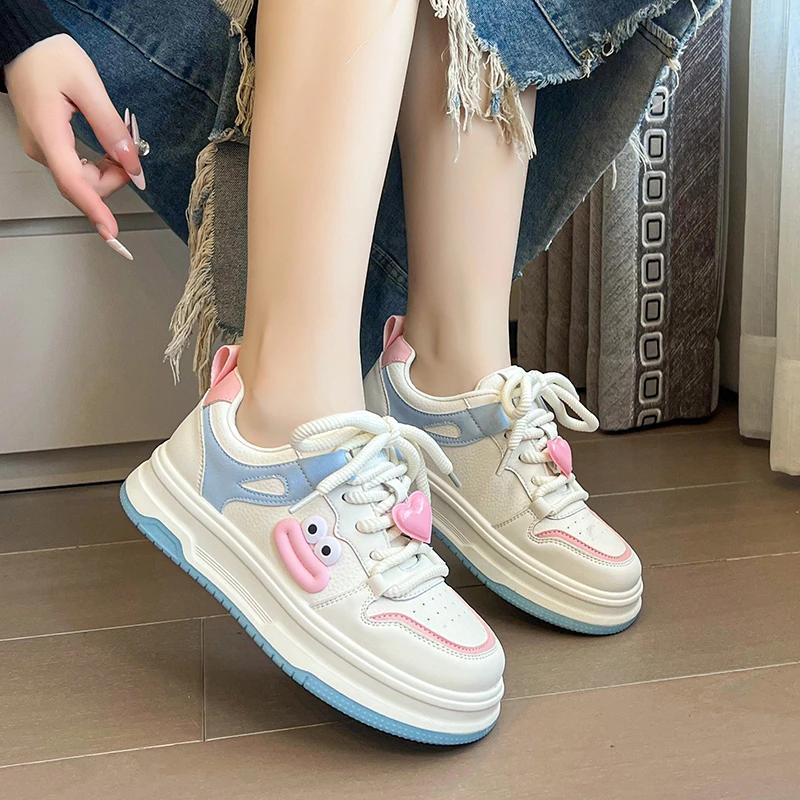 Women's Sneakers Pink Platform Sports Shoes Female Harajuku Kawaii Vulcanized Shoes Casual Cute Board Shoes Ladies Trainers