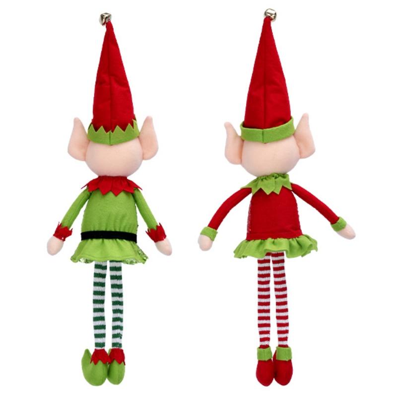 Nieuwe Collectie 2/1 Stuks 65CM Kerstelf Pop Pluche Been Rood Groen Ornamenten Jongens Meisjes Elfen Speelgoedpop Nieuwjaar Navidad Huisdecoraties