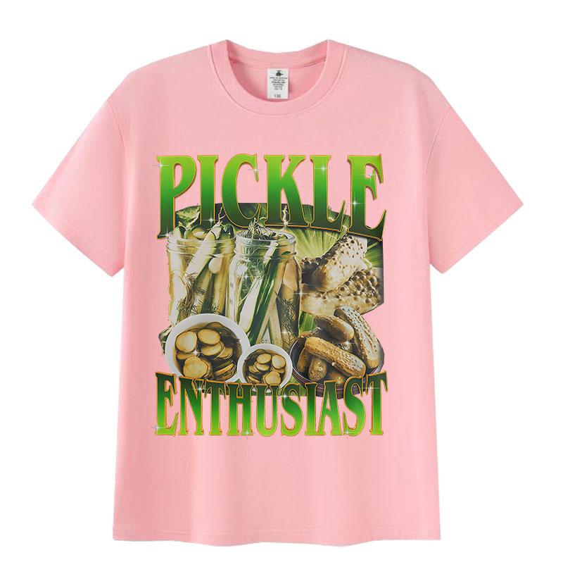 Gurkenliebhaber Lustiges Meme T-Shirt Herren Damen Humor O-Ausschnitt Retro Mode Kleidung T-Shirts Lässige Oberteile Baumwolle Übergroßes T-Shirt