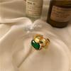 French High-End Adjustable Emerald Ring for Women – Korean Style, Light Luxury Design, Trendy Index Finger Accessory.