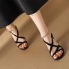 2025 summer new fairy rhinestone one-word buckle with skirt sandals women's French thick heel Roman high heels