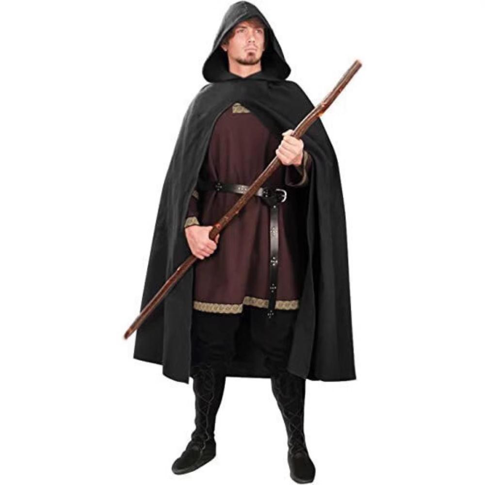 Mantello medievale vintage, costume da guerriero vichingo pirata cavaliere, abito retrò per performance teatrale, festa di Halloween e gioco di ruolo Comic-Con