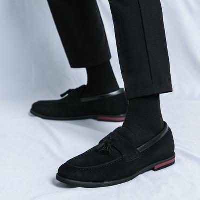 2024 Fashionable Men's Tassel Pointed Shoes Retro Cow Suede Casual Sneaker Men Canvas Shoes Comfortable Breathable Driving Shoe