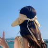 2025 New Big Brim Shell Visor Double-sided Straw Bucket Hat Summer Meal Ultraviolet Empty Top Hat
