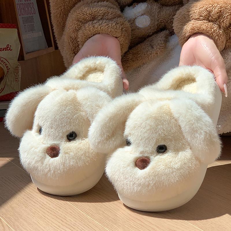 

Мода 2025 Милые Пушистые Тапочки Щенки Женские Прекрасные Домашние Теплые Хлопковые Тапочки Женские Удобные Мягкие Плюшевые Зимние Шлепанцы Обувь 36-37 белый