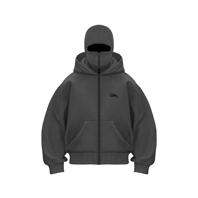 2024 DIY Hooded Cotton Sweater Jacket - Unisex Autumn/Winter Double Hat Style