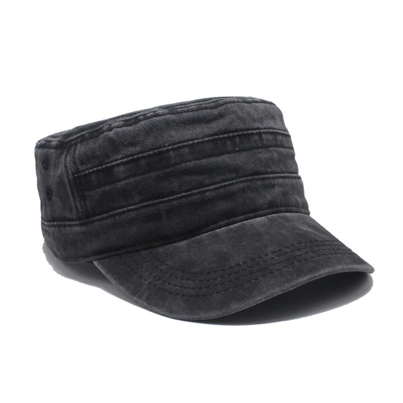 Flat top hat spot solid color washed cotton cap men and women four seasons hat sun hat casual hat