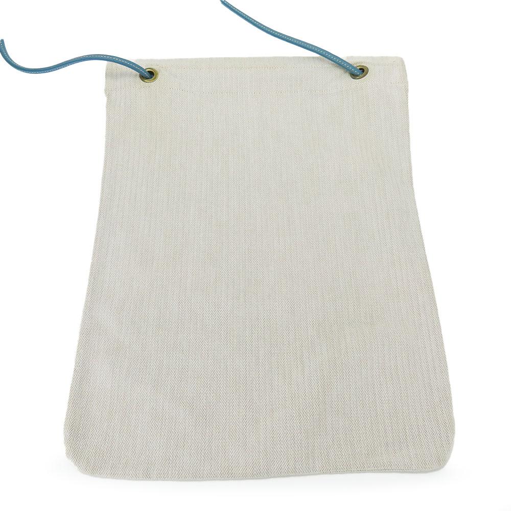 Used HERMES Shoulder Bag Alain GM Cotton/leather Beige Blue Shoulder