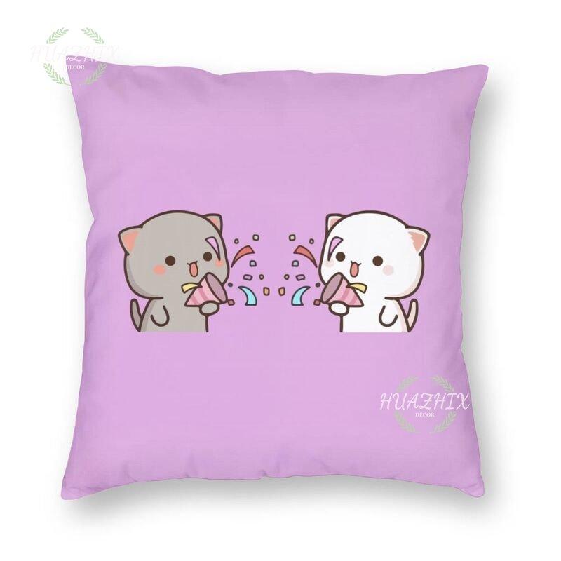 Cute Couple Pillowcase Bedroom Living Room Cute couple cat throw pillow Peach and Goma Family Sofa Car Home Decor Cushion cover